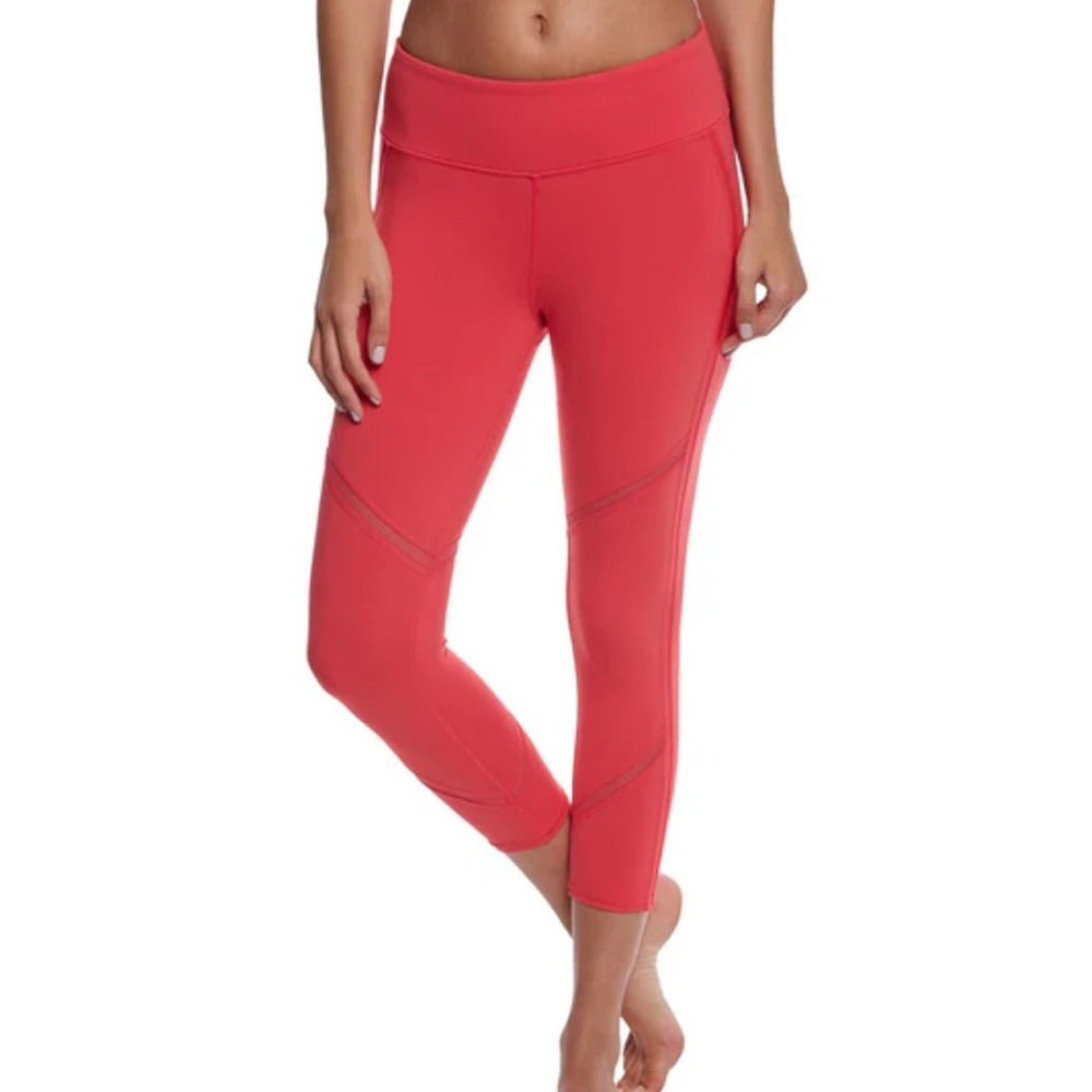Alo Yoga Continuity Mesh Capri Cropped Leggings Womens Pink Coral Small